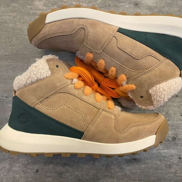 TIMBERLAND WOMEN'S RETRO SWIFT HIGH TOP LACE SNEAKE MEDIUM BEIGE SUEDE A431J-EW1 - Picture 2 of 7